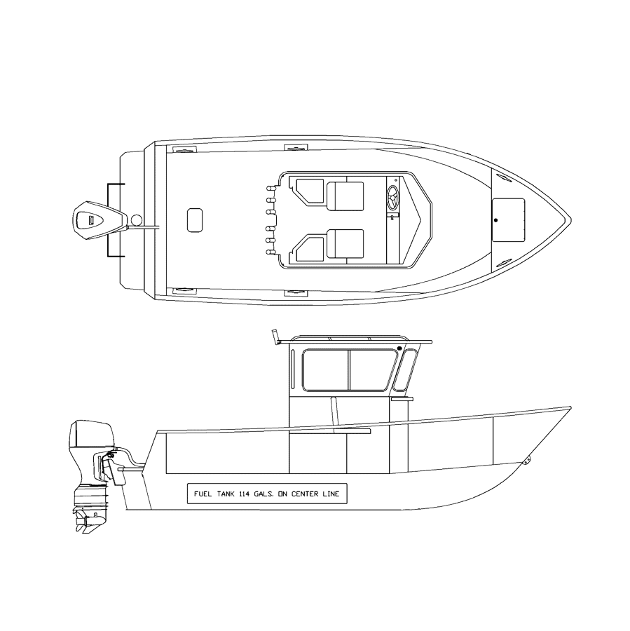V2325 line drawing of the Walk Around Cabin 5'/6'